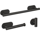 Valaz accesorios de baño adhesivos pegados sin taladro negro mate toallero 40cm+ percha+ portarollos - 3perchas