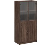 Aparador alto | aparador de comedor | armario de cocina con puertas madera roble marrón 68x37x142 cm cfw98466