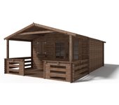 Caseta de jardín de madera-4x4 m - 24 m2 con terraza- impregnada - dom181+dom78+dom79+pod05 - altanka
