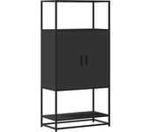 Aparador | aparador de comedor | armario de cocina alto madera de ingeniería y metal negro 68x35x139 cm cfw85007