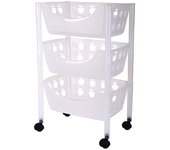 Carrito verdulero de cocina de 3 alturas blanco con ruedas para frutas