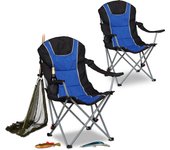 2 sillas plegables camping con respaldo acolchado ajustable, poliéster, 108 x 90 x 72 cm, azul y negro