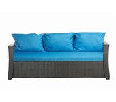 Cojines de jardín para sofá en ratán 168x50x7+3*56x50cm| conjunto de cojines de 3 plazas| juego de cojines de jardín| cojines de exterior azul