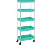 Carrito de cocina 5 niveles hierro y abs turquesa 42x29x128 cm