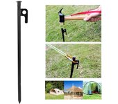 Paquete de 5 piquetas de acero para camping de 30 cm - anclaje resistente para tienda de campaña, lona y toldo -accesorios de camping, playa y jardín