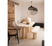 Pack de mesa de comedor de 180x80cm y banco de 140x45cm de madera maciza de abeto decowood en tono natural modelo tokyo
