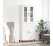 Aparador alto | aparador de comedor | armario de cocina madera contrachapada blanco 69,5x34x180 cm cfw19622