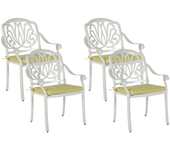 Beliani conjunto de 4 sillas de jardín con cojines ancona metal blanco