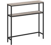 Mesa de consola, mesa auxiliar estrecha moderna con 2 estantes, para sala de estar, pasillo, entrada, 20x80x80 cm, greige melange