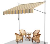 Toldo de balcón con mango de toldo retráctil manual a prueba de rayos ultravioleta azul amarillo 4m