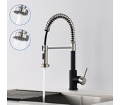 Mezclador de cocina auralum max negro con resorte con ducha extensible, grifo fregadero giratorio 360° con 2 modos, frío y caliente disponible