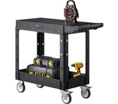 Vevor carro utilitario, capacidad de carga de 550 lb, 31,3 x 17,7 pulgadas, carro servicio de plástico robusto ruedas giratorias a 360° (2 con frenos)