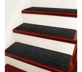 Almohadilla de escalera de 15pcs, alfombra de escalera autoadhesiva tpr 76*20cm, escaleras anti -slip pasos para pasos para interiores, negro