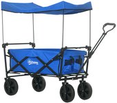Carro de jardín outsunny acero, tela oxford azul 97x52x105 cm