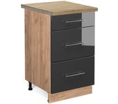 Vicco mueble bajo de cocina fame-line, antracita alto brillo, 50 cm , et roble