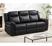 Sofá de 3 plazas relax eléctrico de piel con tableta kenneth - negro