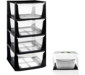 Com-fort house cajonera de plástico apilable para almacenaje- cajonera desmontada - big - negro - 400x385x760 - modelo 4 cajones