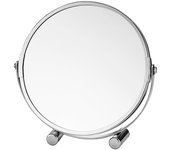 Espejo de aumento 3x, espejo de maquillaje de afeitar de doble cara, espejo de mesa cromado ø 17 cm, espejo de pie giratorio de 360° para baño