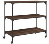 Carrito de cocina，estantería de cocina, carrito de servir madera ingeniería marrón roble 102x50x95 cm cfw27391
