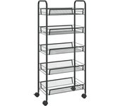 Carrito de cocina，estantería de cocina, carrito de servir 5 niveles hierro negro 46x26x105 cm cfw26993