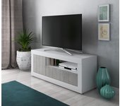 Mueble para tv para sala de estar, aparador con estantes y estantes, soporte para tv para sala de estar, 137x42h56 cm, color blanco y cemento