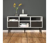 Mueble de televisión aliani, aparador de salón, mueble bajo para tv, base de pared equipada, 117x39 h57 cm, blanco y negro