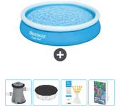 Paquete de piscina - bestway - alrededor - 366x366x76 cm + accesorios cb92