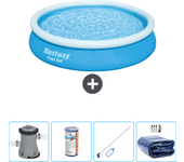 Paquete de piscina - bestway - alrededor - 366x366x76 cm + accesorios cb57