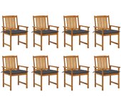Sillas de jardín con cojines 8 piezas madera maciza de acacia