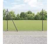 Cerco de alambre soldado con 7 postes flanchados gris 1.4 x 10 m acero