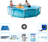 Paquete de piscina - intex - alrededor - 305x305x76 cm + accesorios a1352