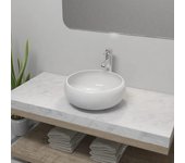 Lavabo de baño con grifo monomando cerámica redondo blanco