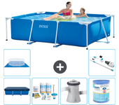Paquete de piscina - intex - rectángulo - 220x150x60 cm + accesorios a52
