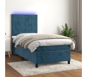 Somier y colchón de láminas y led azul oscuro 90x200 cm