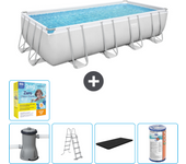 Paquete de piscina - bestway - rectángulo - 488x244x122 cm + accesorios cb33