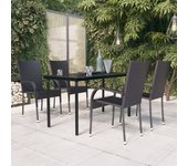 Juego de comedor de jardín 5 piezas，conjunto de comedor de exterior，conjunto de jardín negro cfw274419