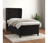 Somier de láminas con colchón terciopelo negro 90x200 cm vidaxl