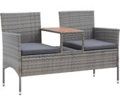 Banco de jardín muebles de exterior para terraza de 2 plazas y mesa de té 143 x 65 x 88 cm resina tejida gris 02_0011