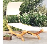 Vidaxl tumbona con dosel madera maciza curvada crema 100x200x126 cm