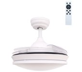 Ventilador de techo silencioso led 36w drome blanco y aspas retráctiles transparentes ø92cm