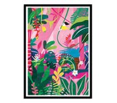 Art-poster - jungle - shihotana - con marco negro 30 x 40 cm