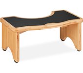 Relaxdays taburete fisiológico, banco de inodoro, adultos, bambú, 18,5x44,5x26 cm, contra hemorroides, natural y negro