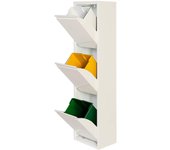 Wellhome cubo de basura y reciclaje metálico de 3 compartimentos de 17l cada uno - 51l blanco mate