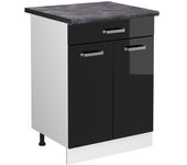 Vicco mueble bajo de cocina r-line, negro brillo intenso, 60 cm con cajón, et antracita