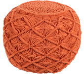 Beliani puf de algodón macramé naranja 40 x 40 cm berkane