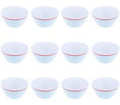 12 cuencos para ensalada de 6 pulgadas, cuencos para servir alimentos, vajilla de porcelana de imitación (cuadros celestes)