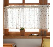 1 pieza de cortina de malla, cortina floral de algodón, cortina corta estilo casa de campo, ancho 132 cm * alto 45 cm （barra de cortina no incluida）