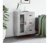 Aparador | aparador de comedor | armario de cocina de madera de ingeniería gris hormigón 69,5x34x90 cm cfw84989