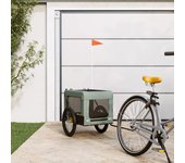 Vidaxl remolque de bicicleta mascotas hierro tela oxford gris negro