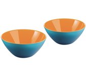 Guzzini my fusion - set di 2 ciotole in acrilico resistente senza bpa, diametro 4-3/4', ottimi per dessert, soups e side, blu, arancione